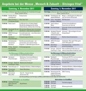 Zeitplan der Messe als Überblick